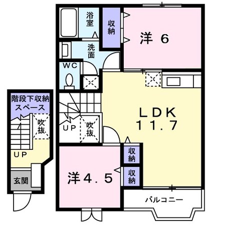 蔵本駅 徒歩12分 2階の物件間取画像